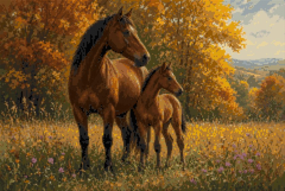 A Mare and Her Foal