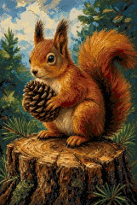 A Squirrel with a Pine Cone