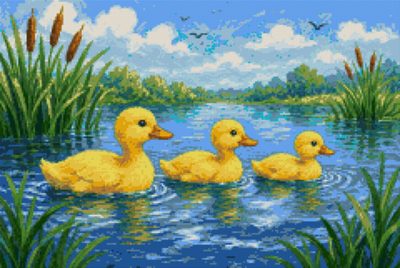 Ducklings on the Pond