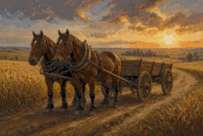 A Pair of Horses in Harness