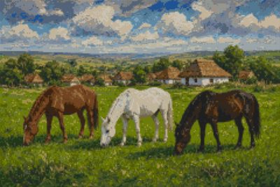 Three Horses Before the Village