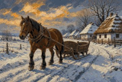 A Horse and Sledge on the Village Street