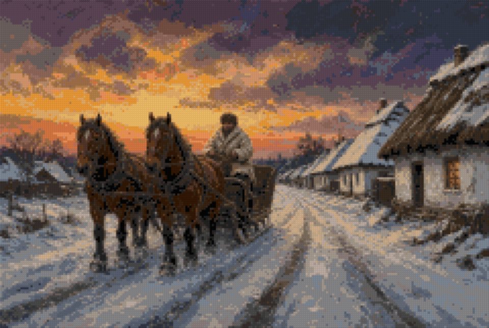 A Sleigh and Two Horses