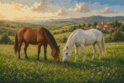 Two Horses Grazing