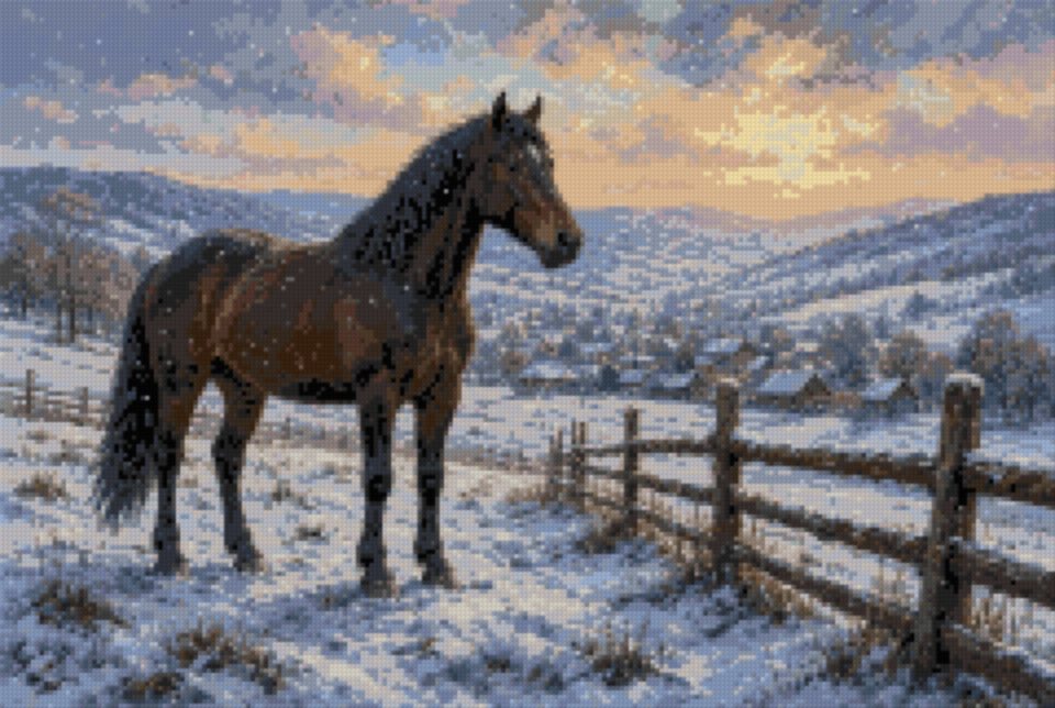 A Horse at Winter Dusk