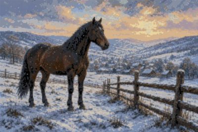 A Horse at Winter Dusk