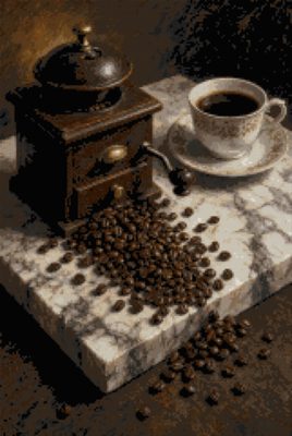 A Grinder and Beans on Marble