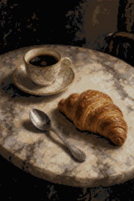 Coffee and a Croissant on Marble
