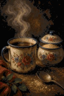 A Flowered Enamel Mug