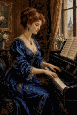At the Piano in Blue