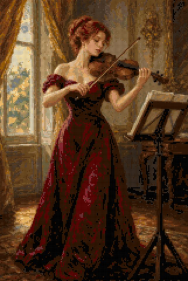 A Violin in a Burgundy Gown