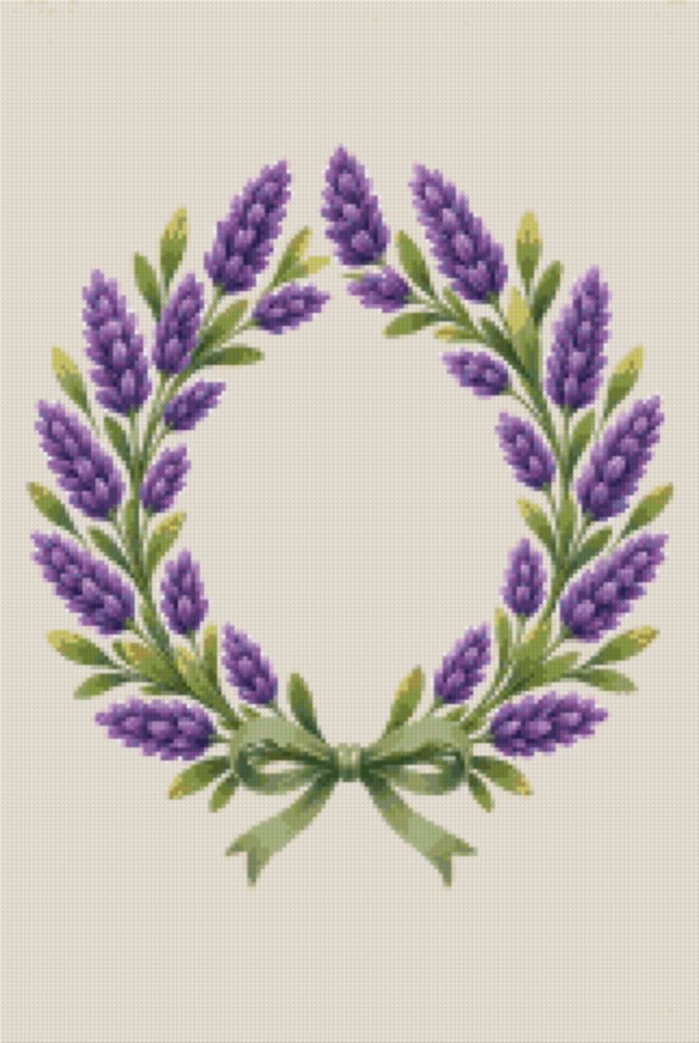 A Lavender Wreath with Ribbon