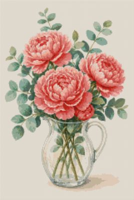 Coral Peonies in a Carafe