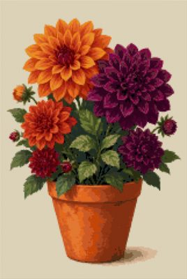 Dahlias in a Pot