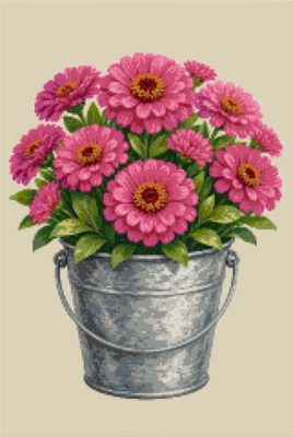 Zinnias in a Pail