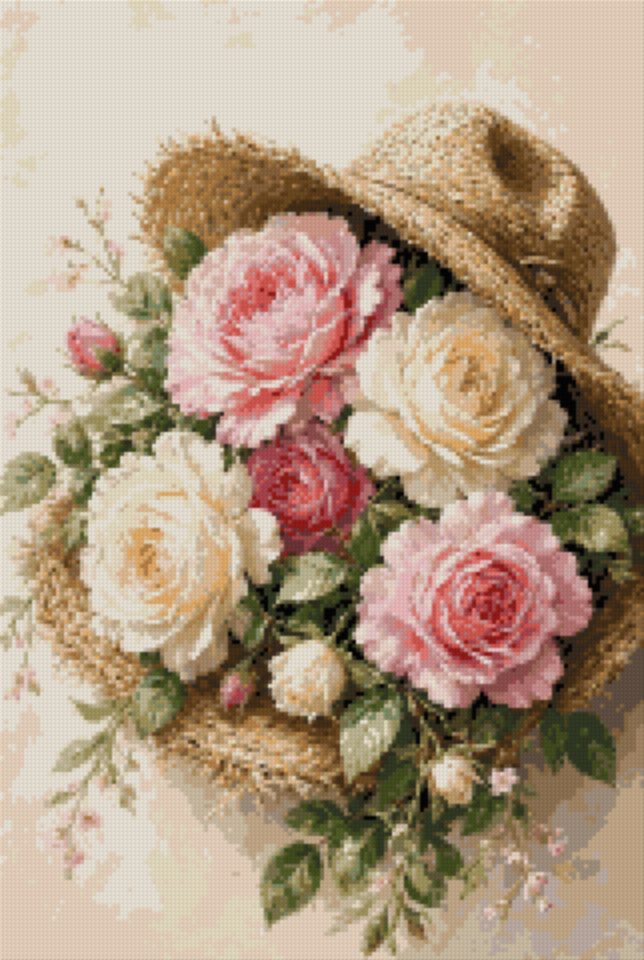Roses in a Straw Hat