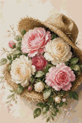 Roses in a Straw Hat