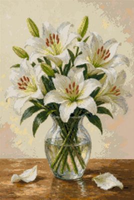 White Lilies in a Glass Vase
