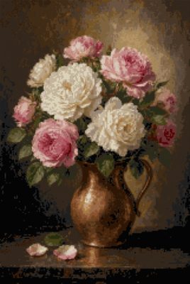 Pink Roses in a Copper Jug