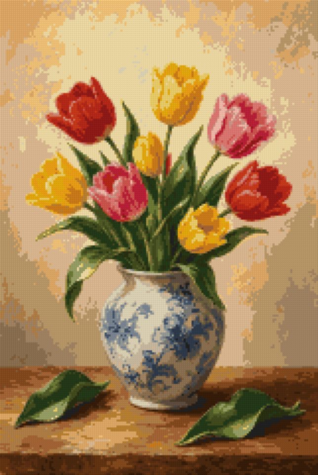 Tulips in a China Vase