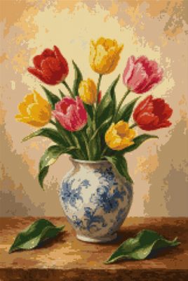 Tulips in a China Vase