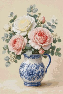 Roses in a Blue Jug