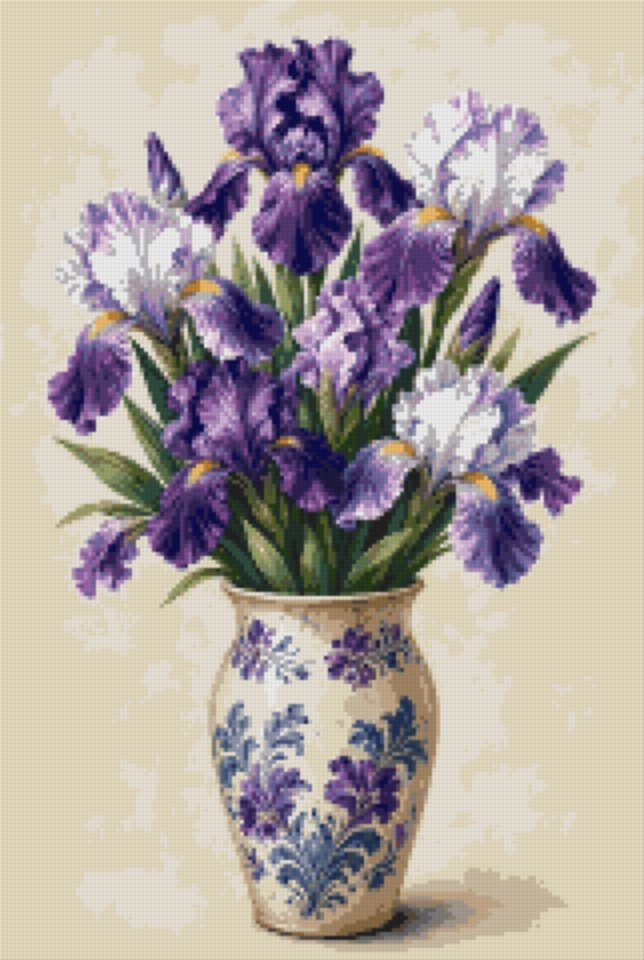 Irises in a Painted Jug