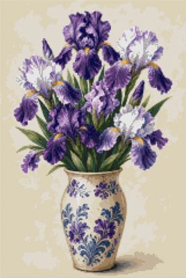 Irises in a Painted Jug