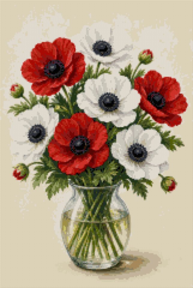 Red and White Anemones