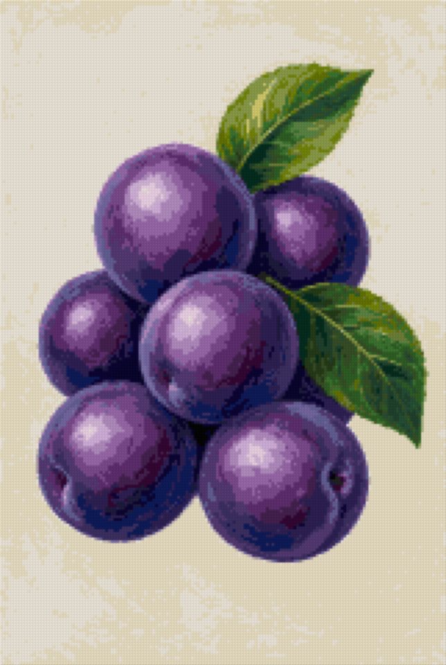 Plums with Leaves