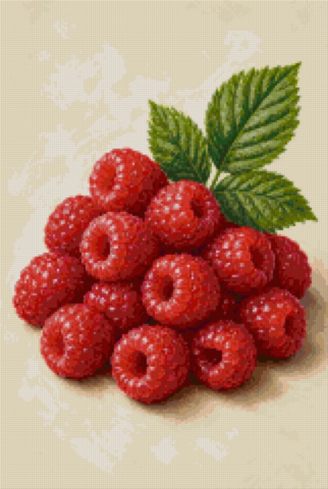 Raspberries with a Leaf