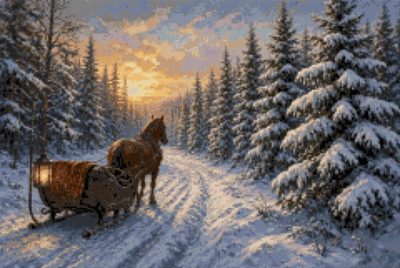 A Sleigh on the Forest Road