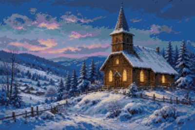 A Wooden Church in the Snow