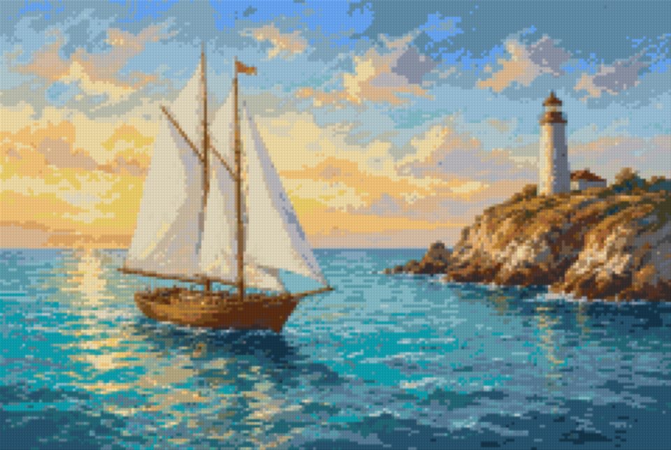Sailing Ship and Lighthouse