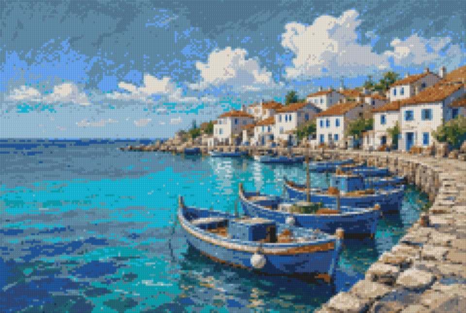 A Harbour of Blue Boats