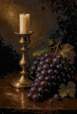 A Candlestick and Grapes