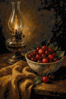 A Lamp and Cherries