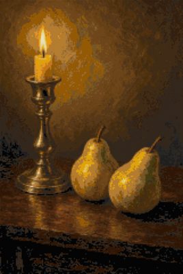 A Candlestick and Pears