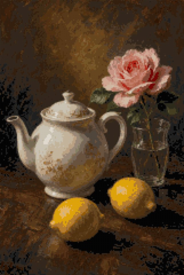 A Teapot, a Rose and Lemons