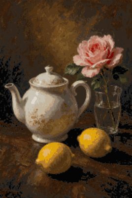 A Teapot, a Rose and Lemons