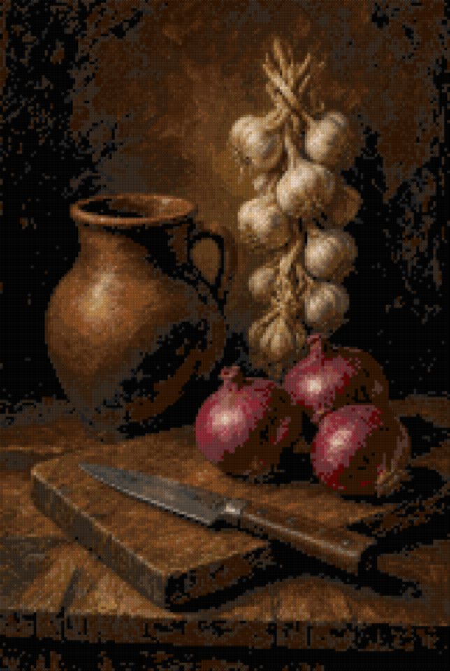 A Jug, Onions and Garlic