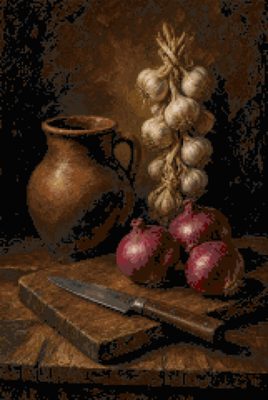 A Jug, Onions and Garlic