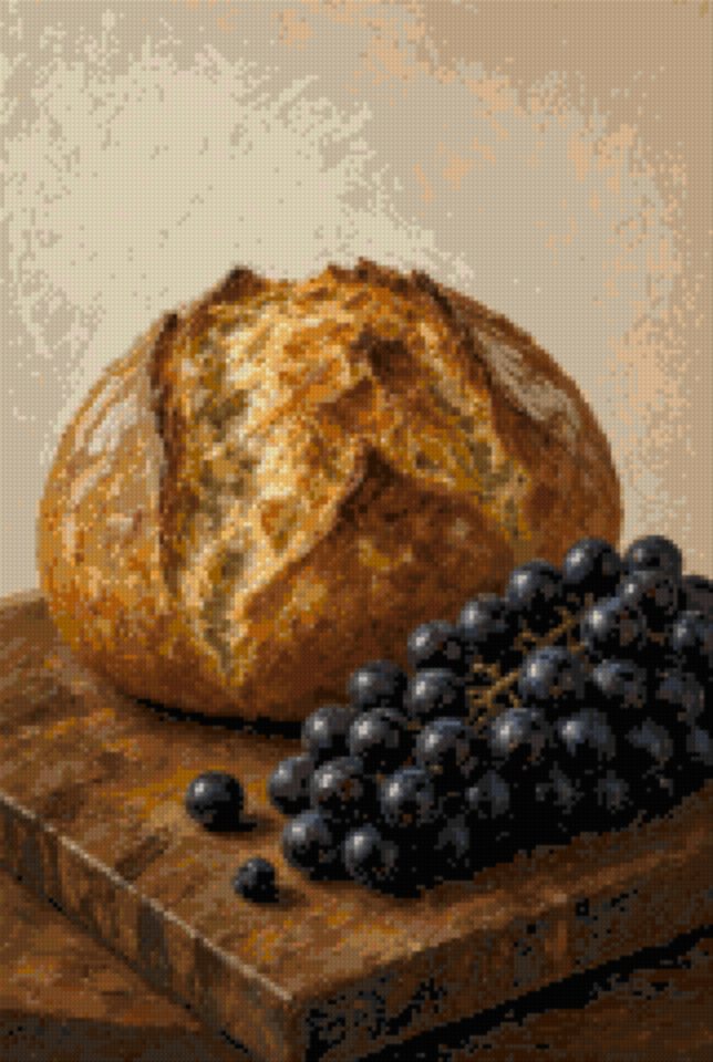 Bread and Grapes on the Table