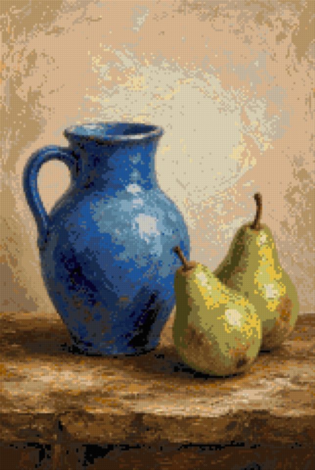 A Blue Jug and Pears
