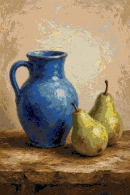 A Blue Jug and Pears