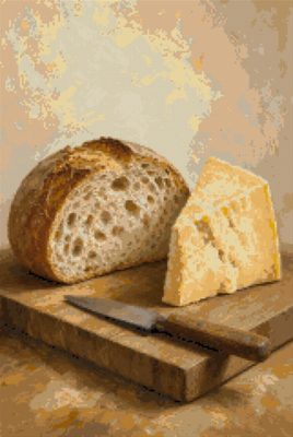 Cheese and Bread on a Board