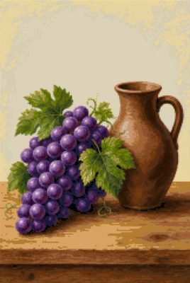 Grapes and a Clay Jug