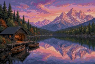 An Alpine Lake at Sunset