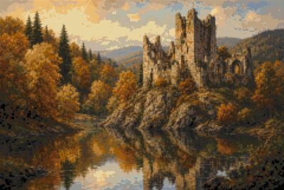 A Castle on the Lake in Autumn