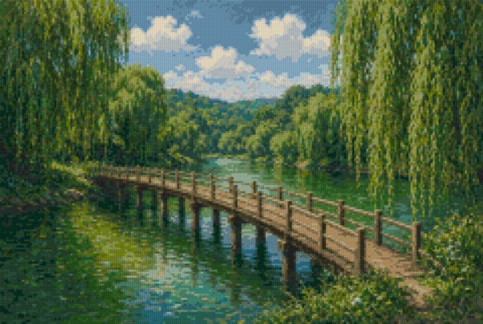 A Wooden Bridge over the River